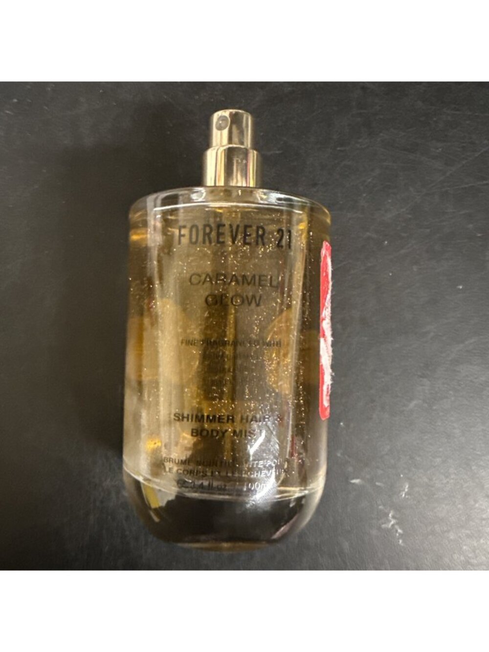 Forever 21 Caramel Glow Shimmer Hair & Body Mist Tonka bean 3.4 oz Glass Bottle